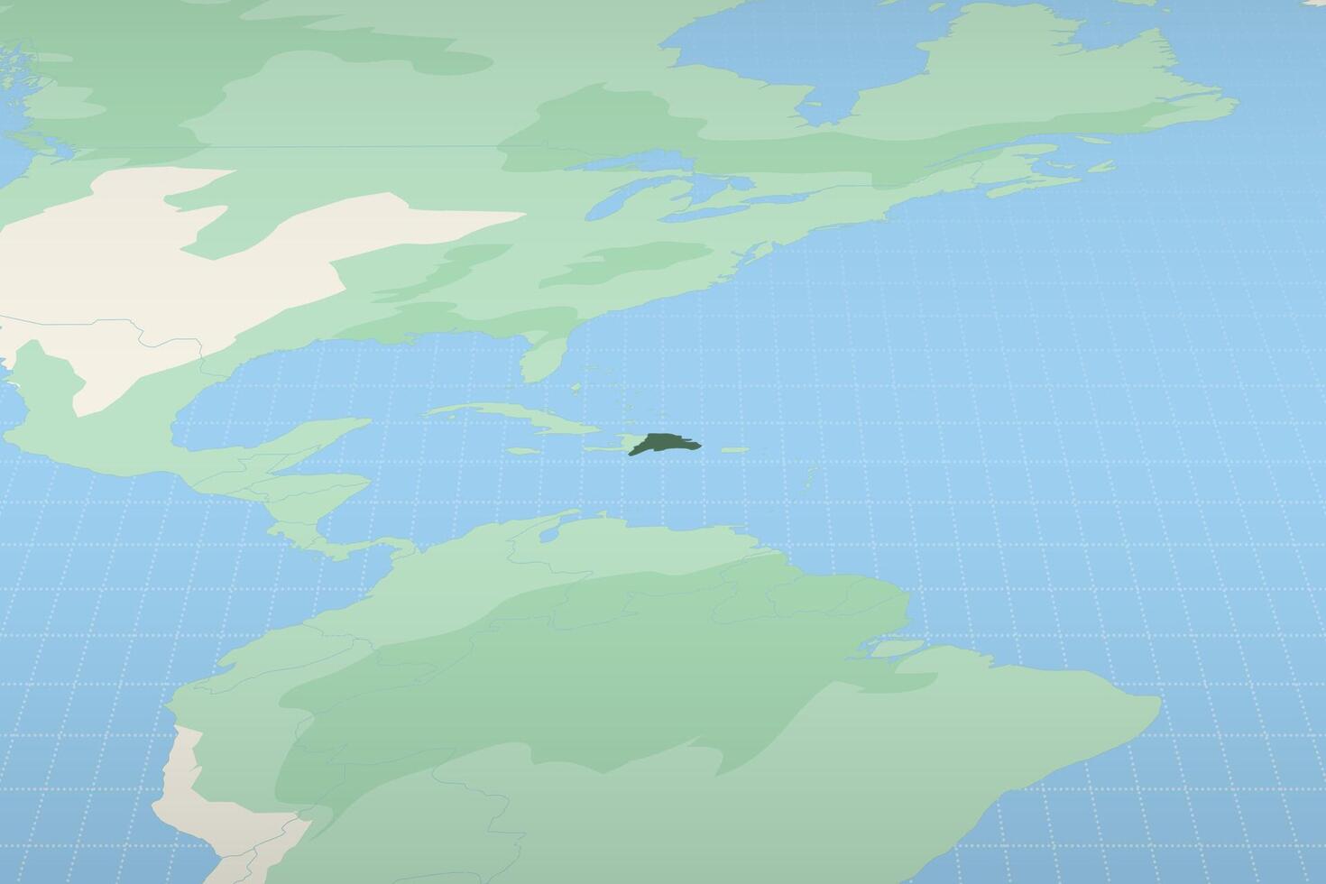 Dominican Republic highlighted on a detailed map, geographic location of Dominican Republic. vector