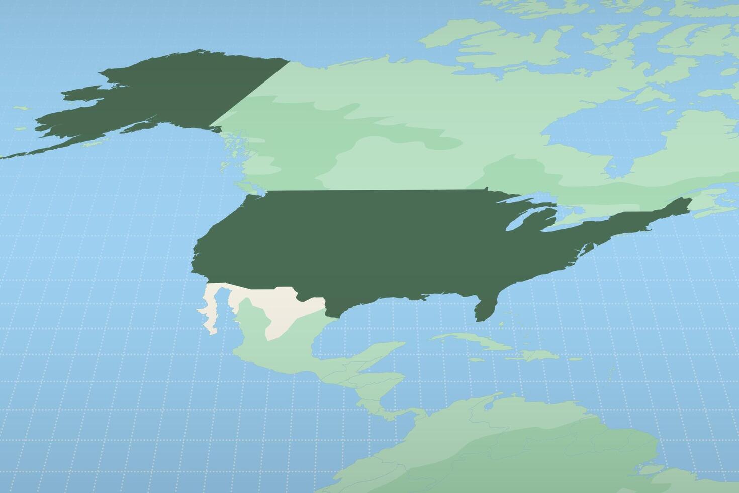 USA highlighted on a detailed map, geographic location of USA. vector