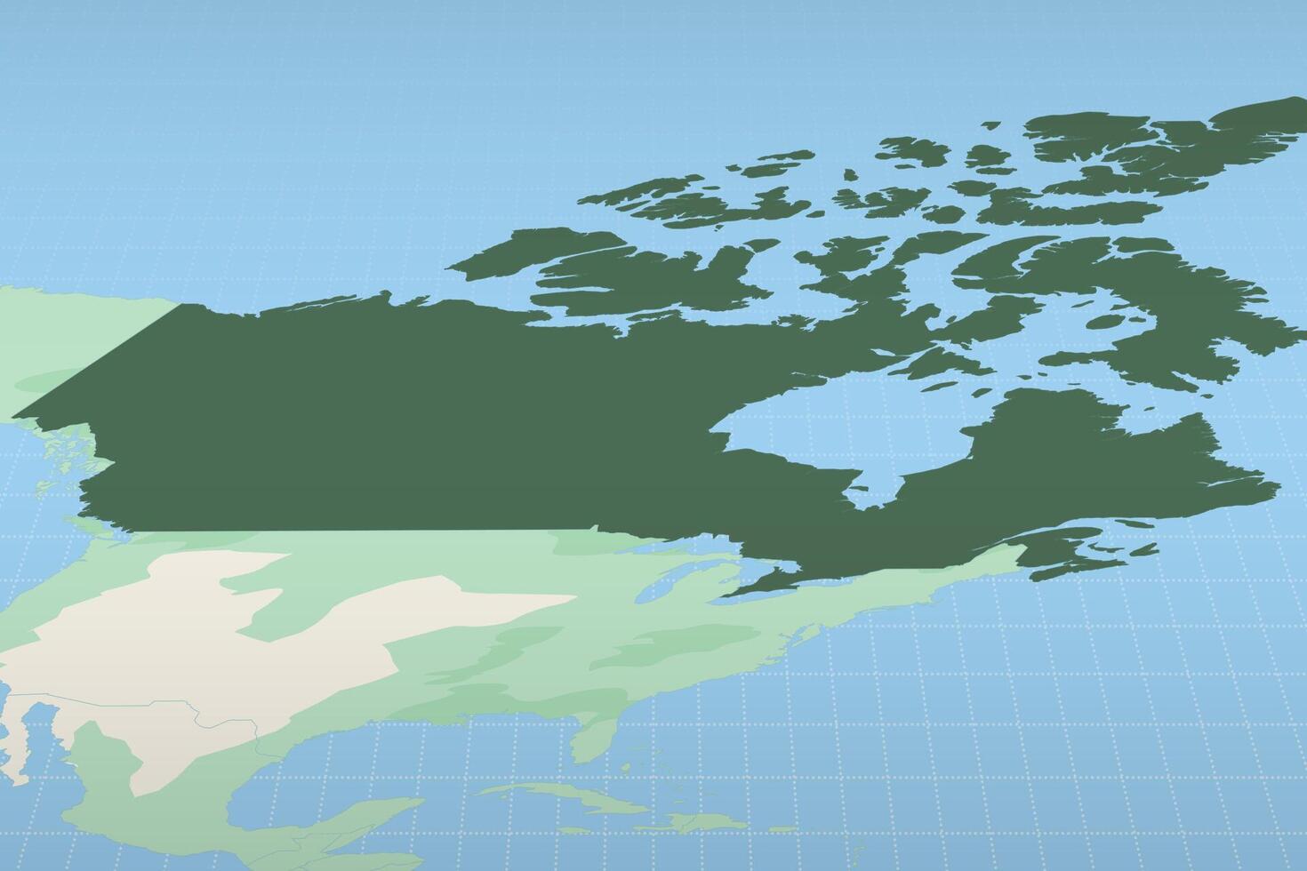 Canada highlighted on a detailed map, geographic location of Canada. vector