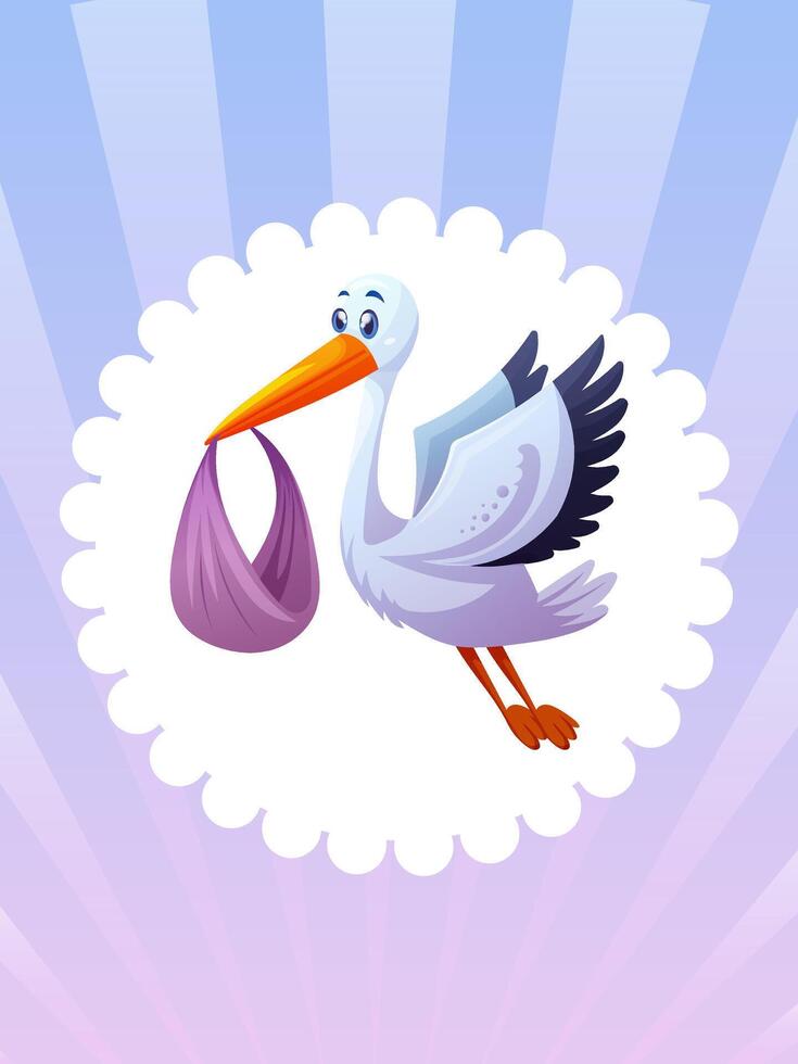 stork carries a newborn, element for a postcard, Baby shower vector