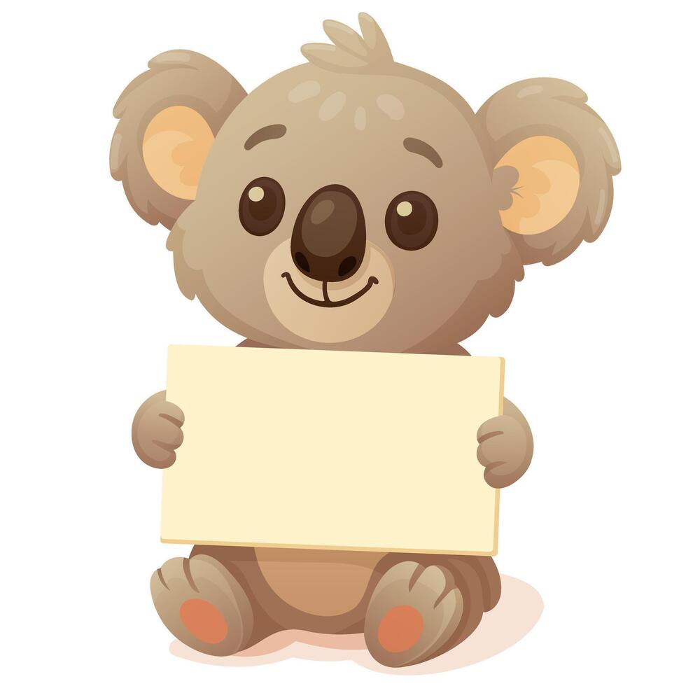 cute koala holding a blank sign for writing vector