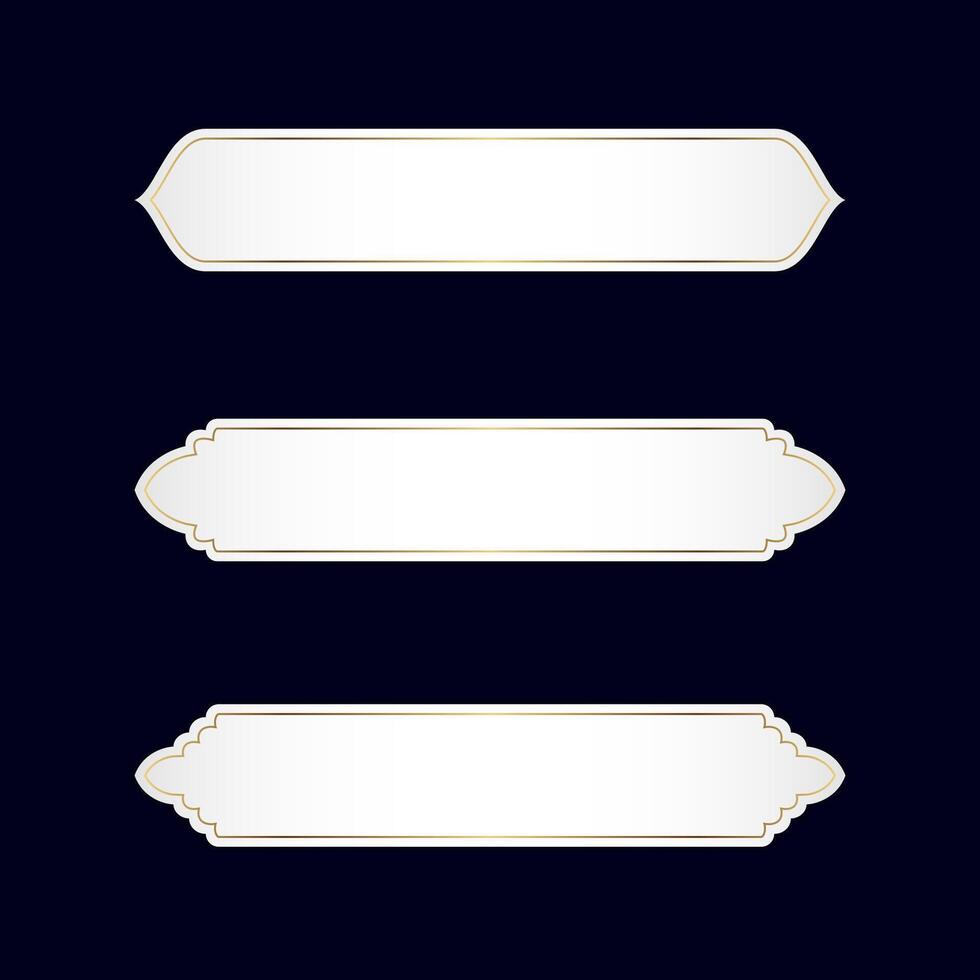 Simple white Islamic text box with gold lines vector