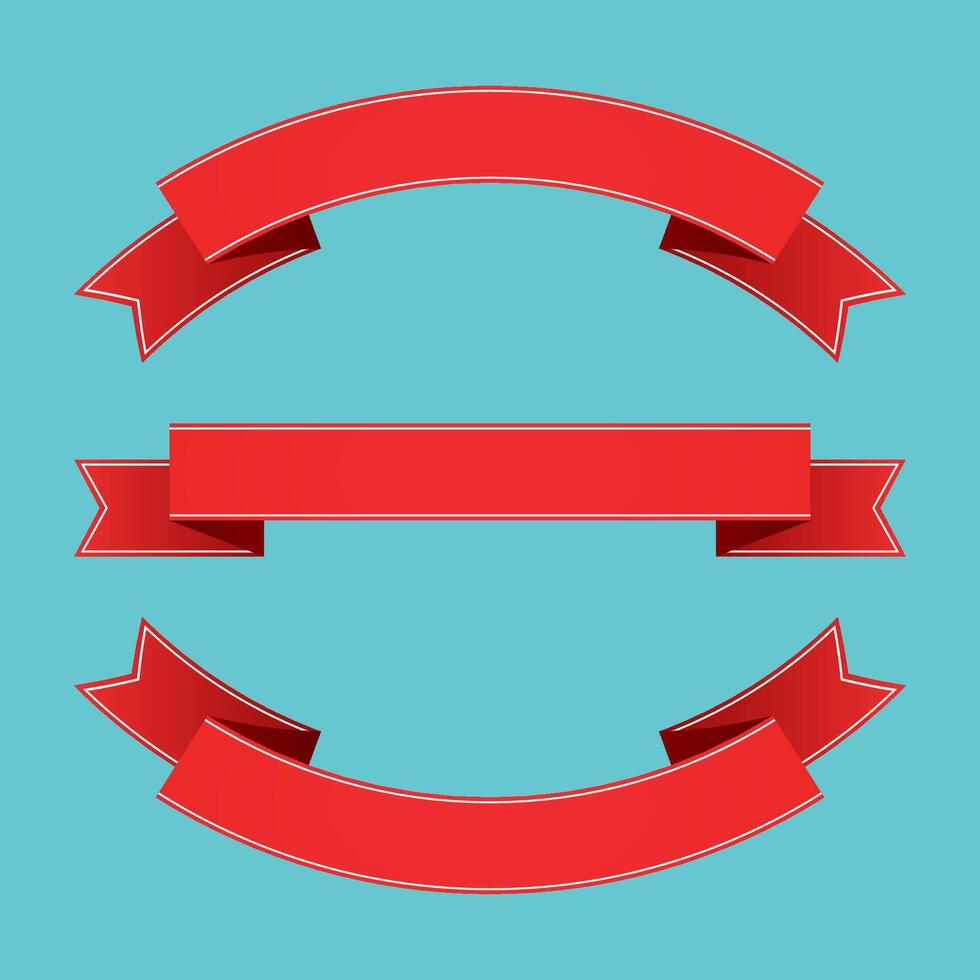 Elegant red ribbon banner set vector