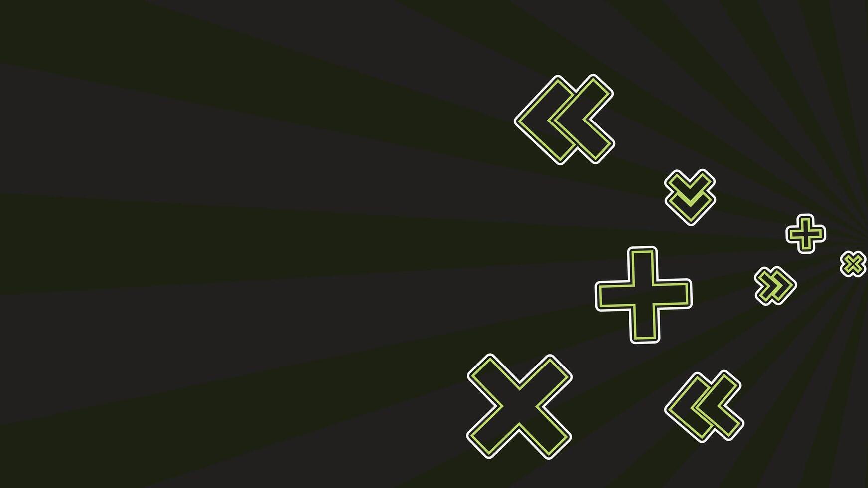 Geometric Plus and Arrow Symbols with Neon Outline on Dark Abstract Background vector