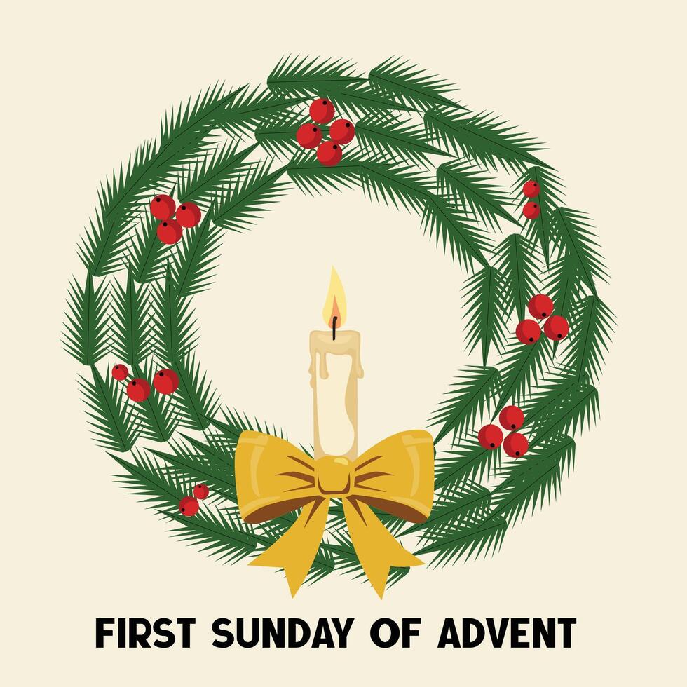 First Sunday of Advent Candle Wreath vector