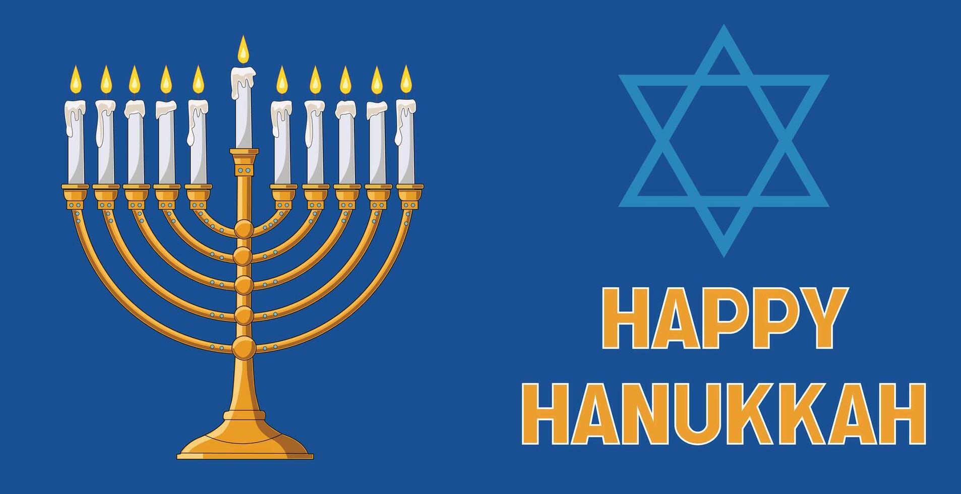 Happy Hanukkah Illustration with Menorah, Candles, and Star of David vector