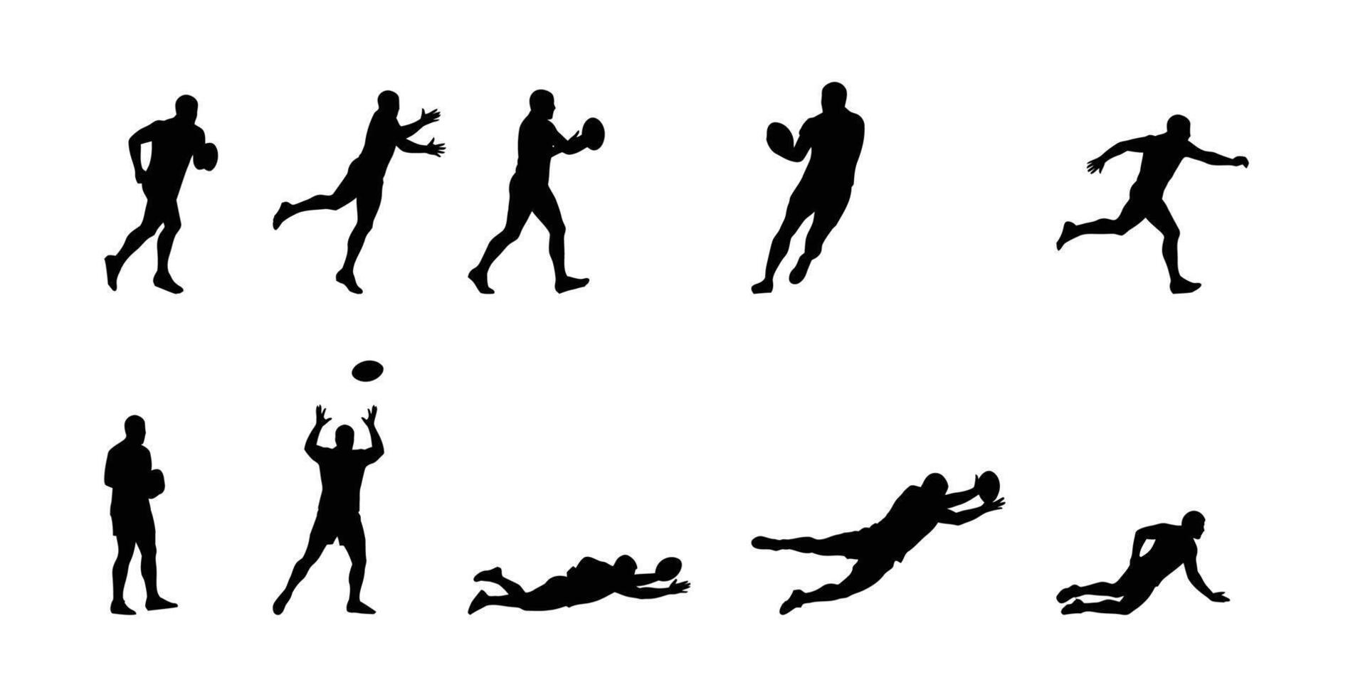 Rugby Player Silhouettes Set vector