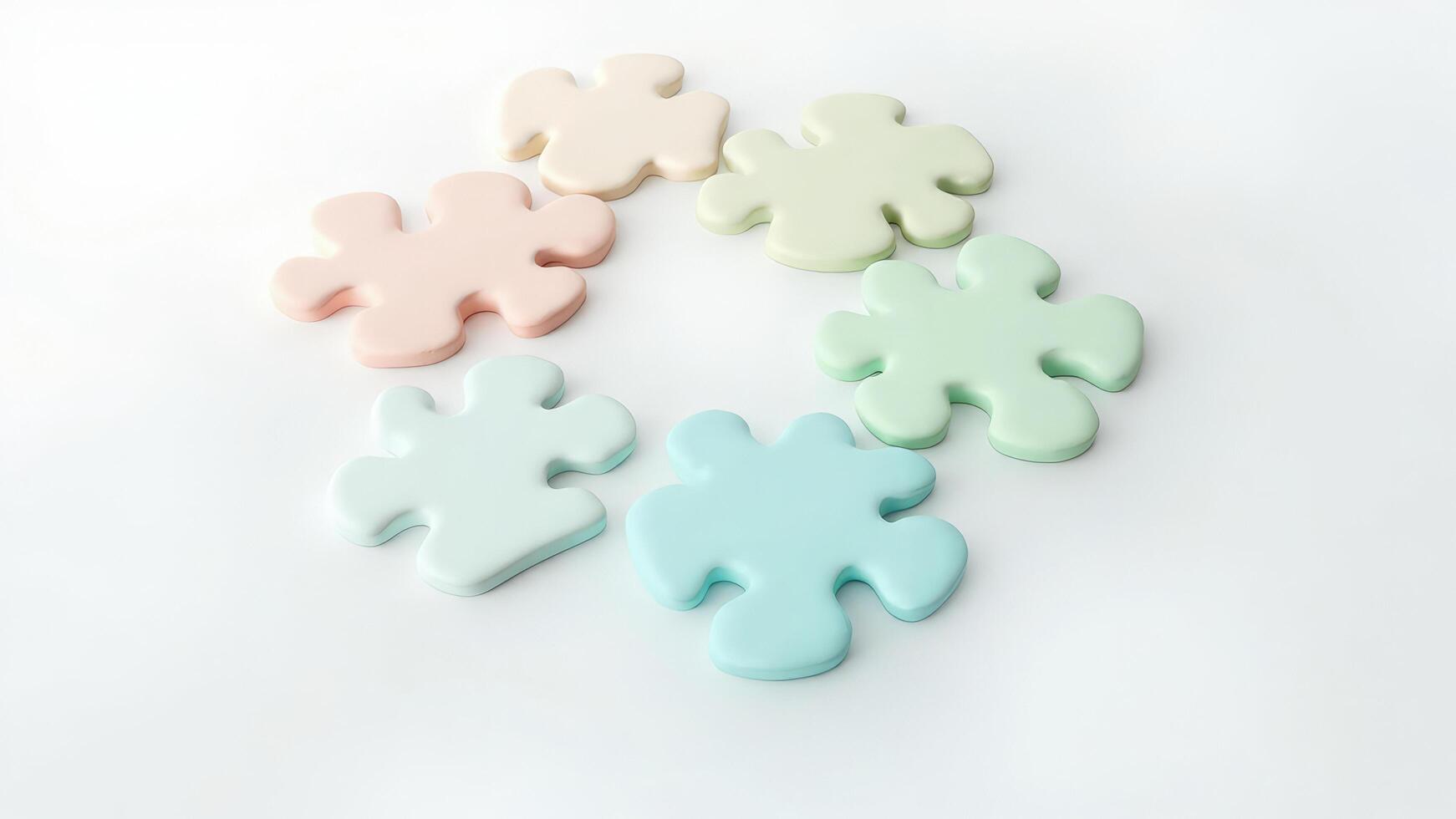 A group of colorful puzzle pieces arranged in a circle photo