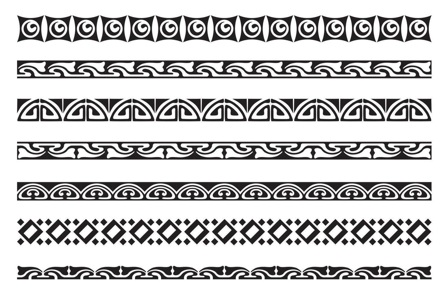 Set of black and white decorative borders vector