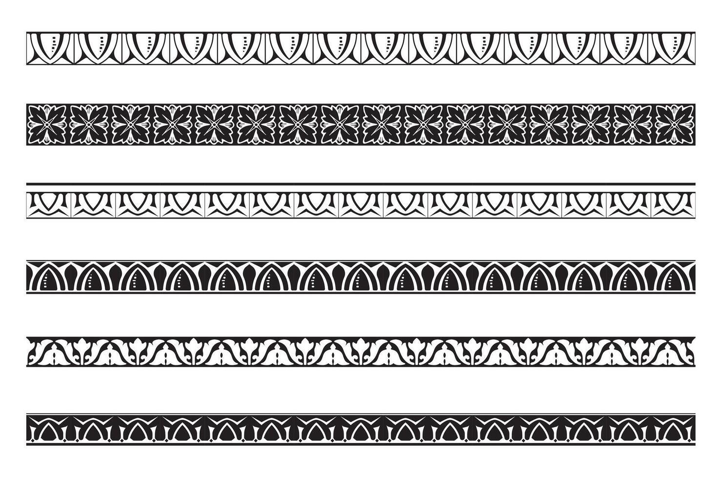 Set of decorative borders in black and white vector