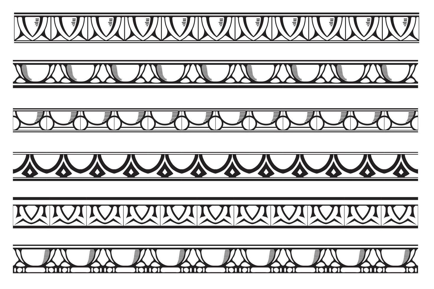 Set of decorative seamless ornamental architecture classic border - modular vector