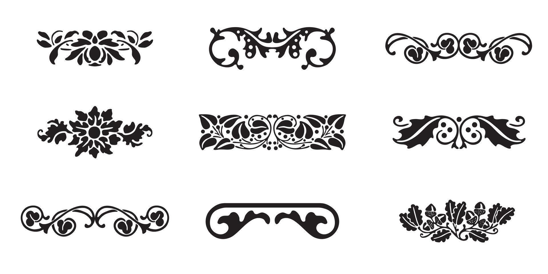 set vintage design elements and page decoration for retro design with old ornaments vector