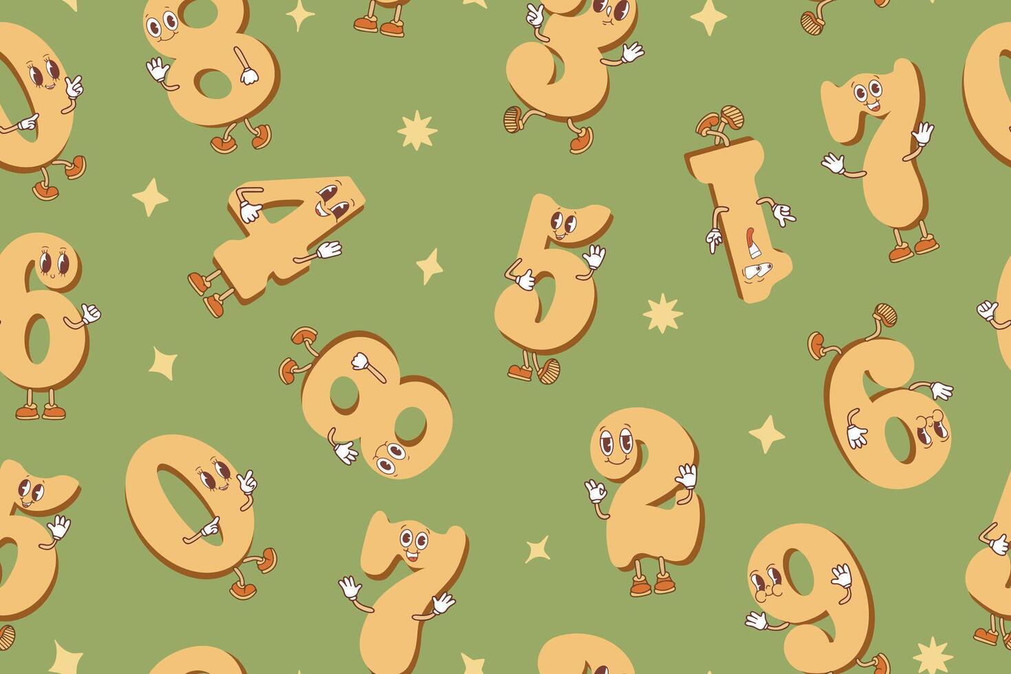 Funny math number symbols for kids math or birthday, kawaii . Happy smiling numbers with cute faces. illustration vector