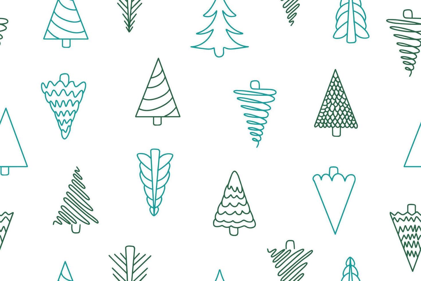 Seamless pattern of Christmas trees in doodle style. Fairytale snowy forest. Simple shape concept for winter seasonal cards, New Year posters, invitation, wrapping paper, fabric, textile. vector