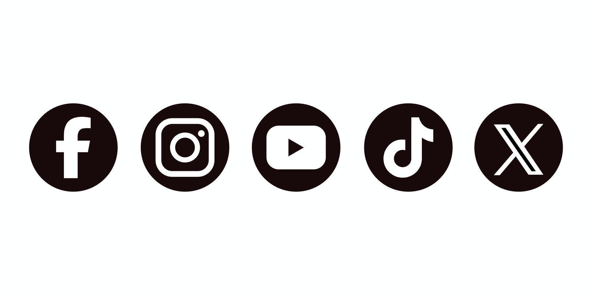 Social Media Logo Set facebook tiktok instagram youtube x vector