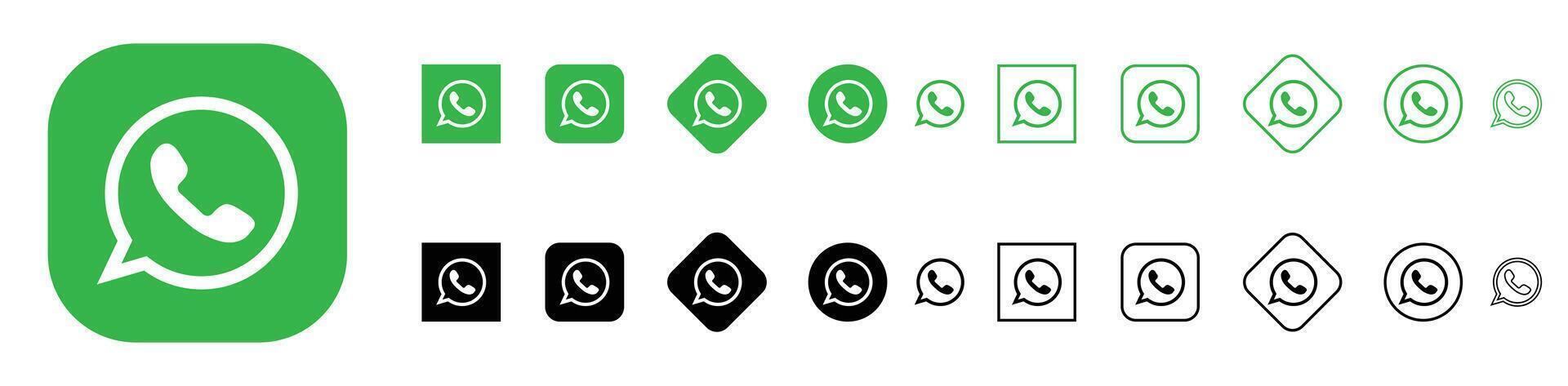 WhatsApp Icon Set Isolated on white vector