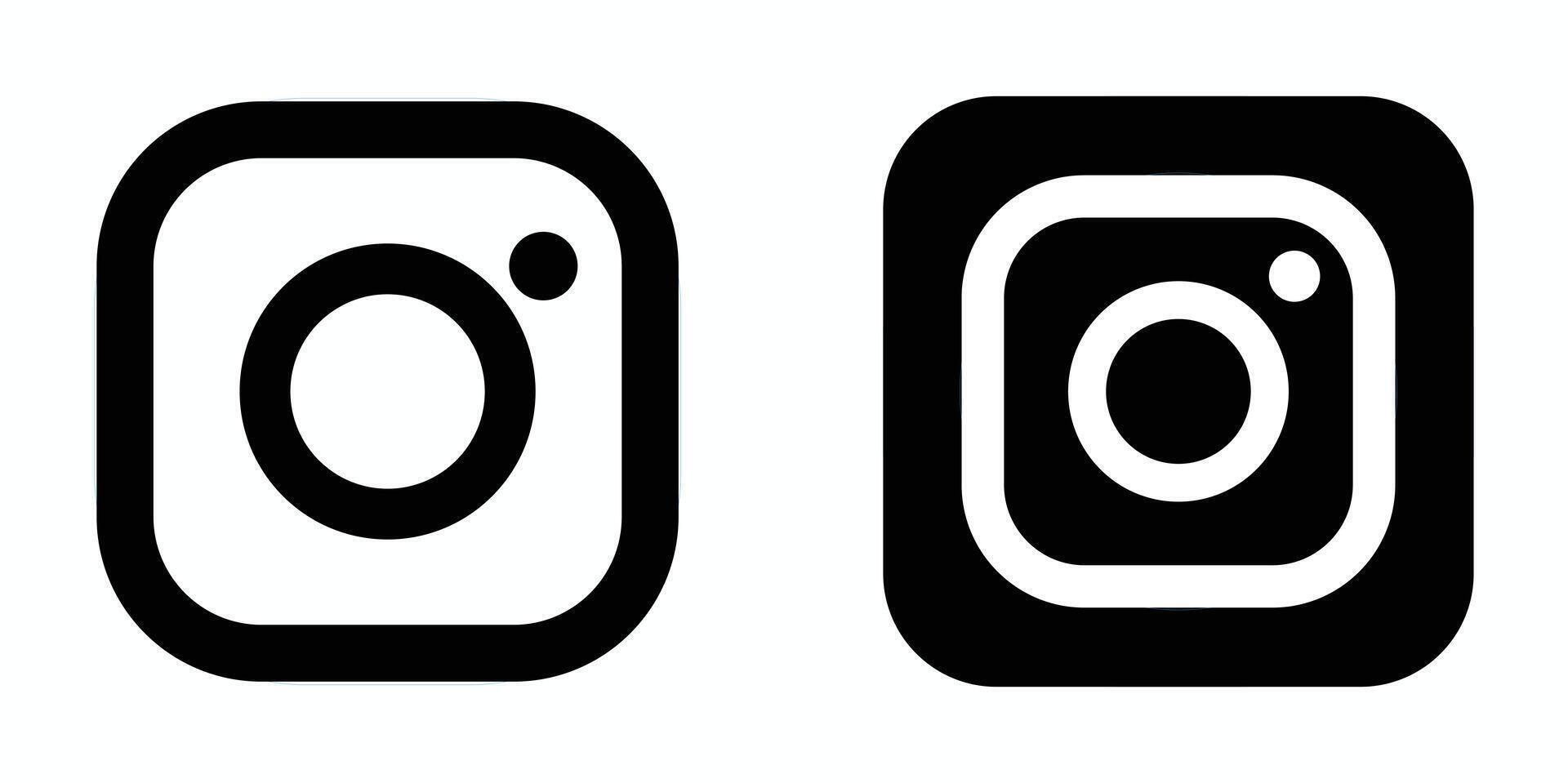 instagram app icon set in black and white vector