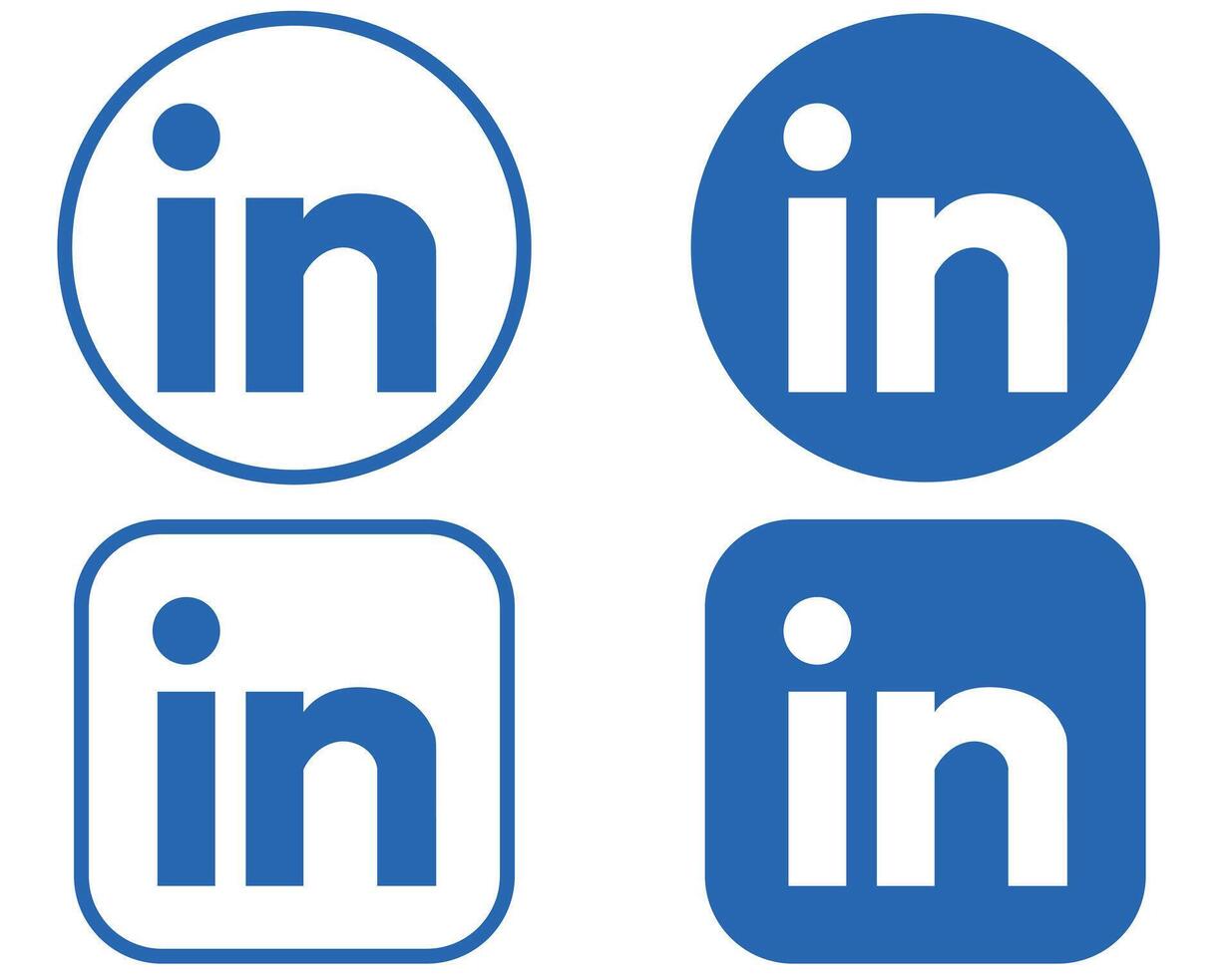 LinkedIn Logo in Circle and Square Styles vector