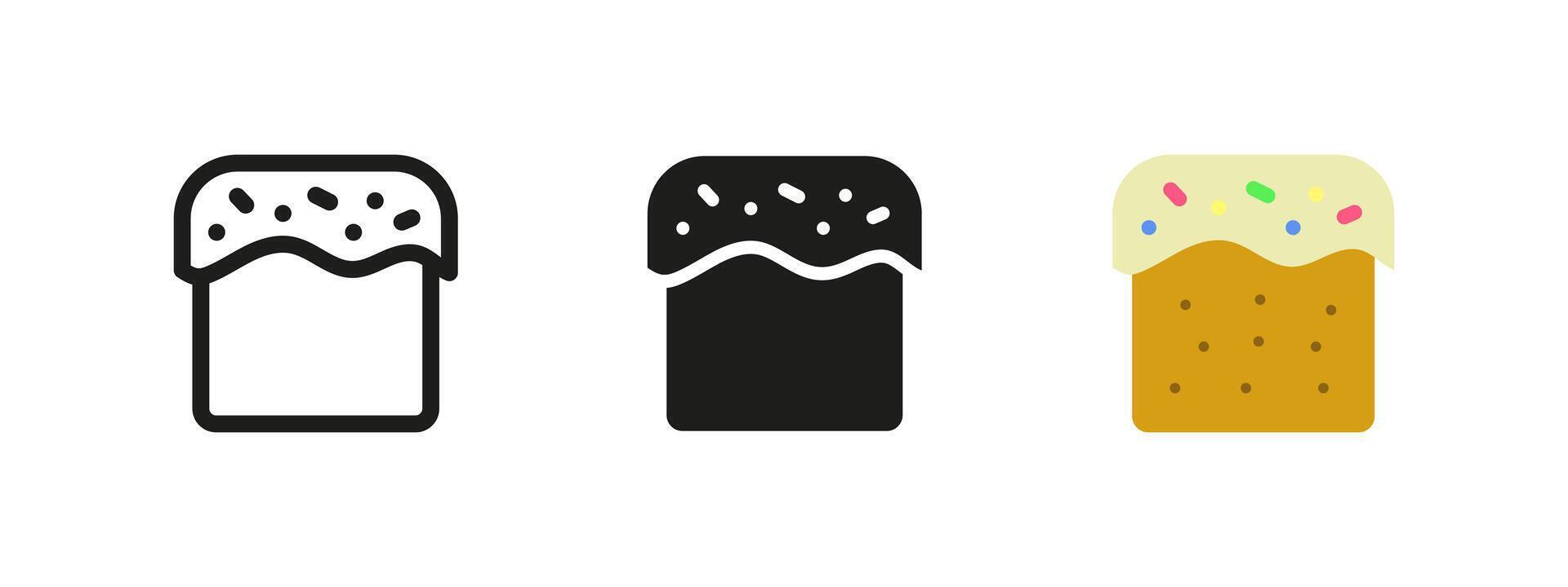 Easter cake icon. Glazed holiday bread illustration. Traditional sweet pastry symbol. Spring celebration and festive dessert pictogram for seasonal food design. vector