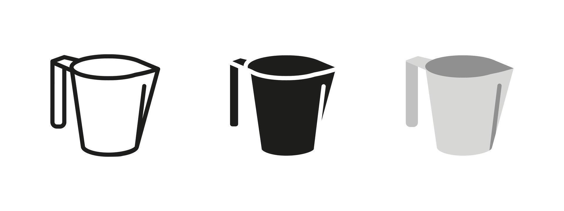 Pitcher icon. Jug with handle and pouring spout illustration. Liquid container symbol for kitchen use. Household utensil and beverage serving vessel pictogram. vector