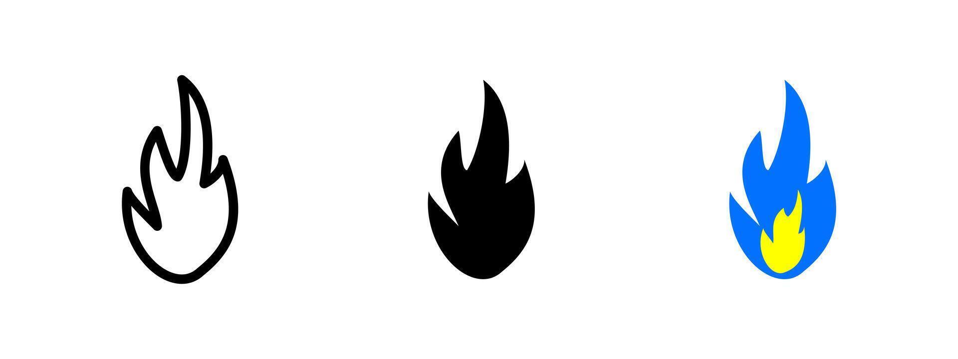 Flame icon. Abstract burning fire with stylized shape illustration. Represents energy, heat and combustion symbol. Used for fire, gas and ignite concepts sign. Elemental heat pictogram. vector