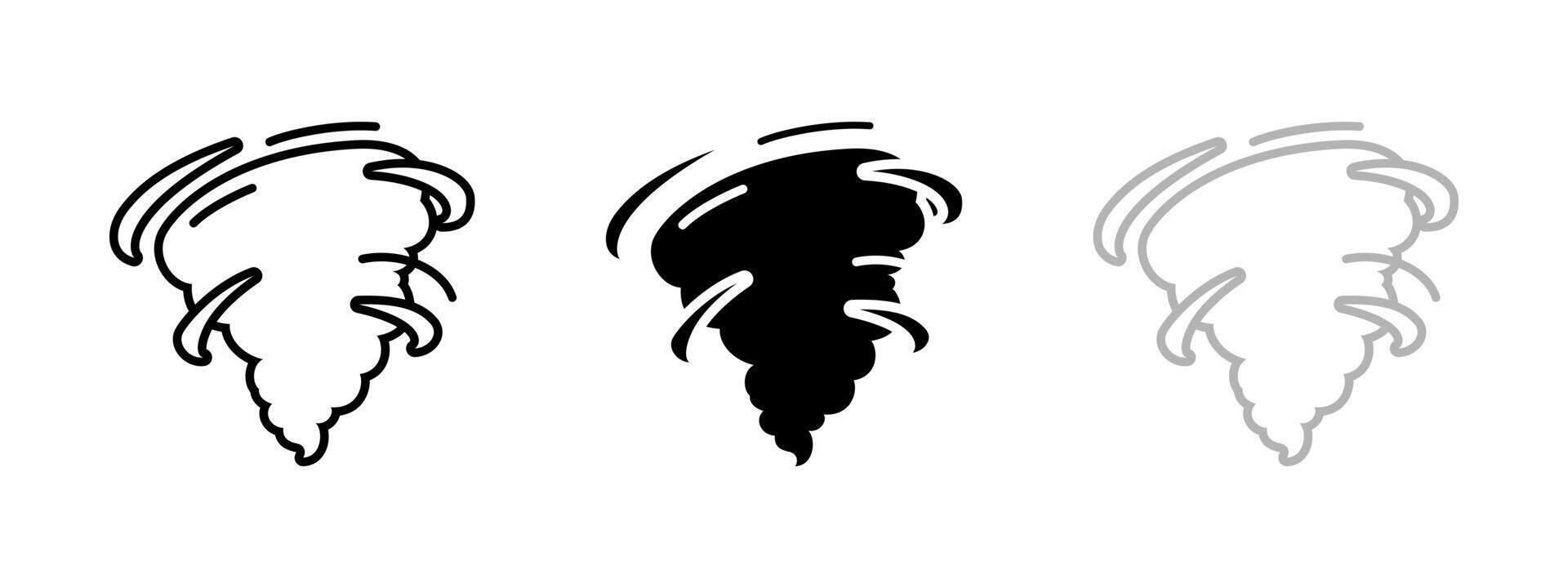 Tornado icon. Spiral funnel illustration. Severe weather and natural disaster symbol. Storm, cyclone and hurricane pictogram for climate warning and emergency design. vector