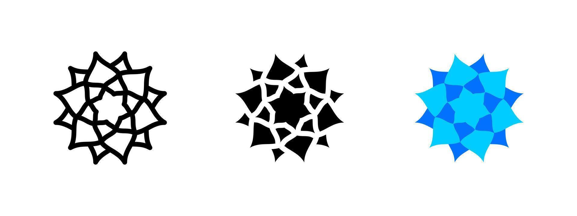 Pattern icon. Abstract star-shaped ornament with mosaic symmetry illustration. Geometric decoration and ethnic mandala symbol. Traditional design and cultural art sign. Decorative pictogram. vector