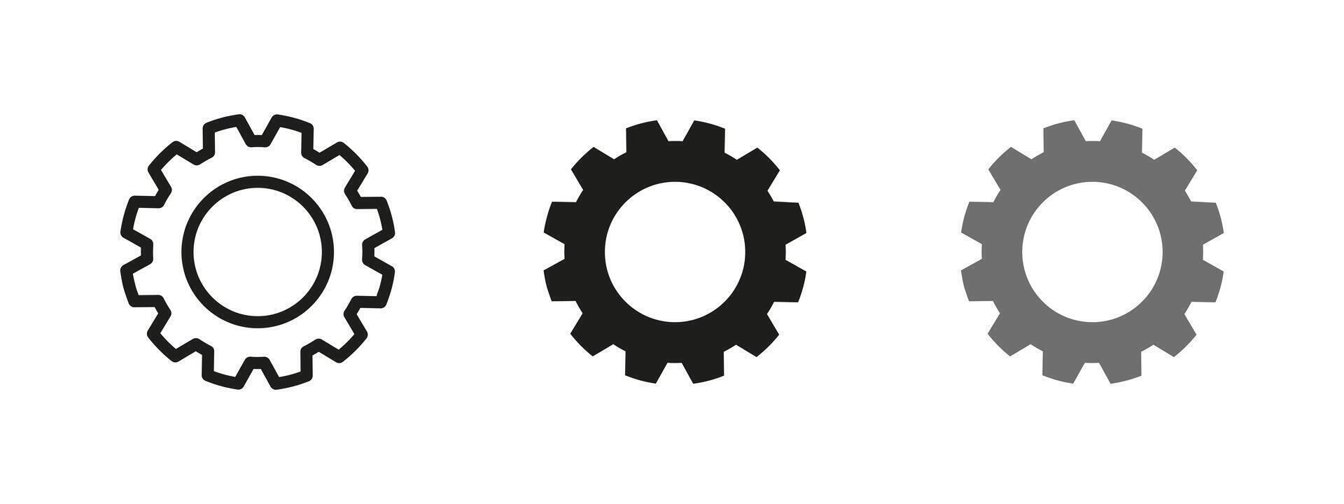 Gear icon. Cogwheel with multiple teeth illustration. Mechanical component symbol for settings or engineering contexts. Machinery part pictogram used in automation and industrial design. vector