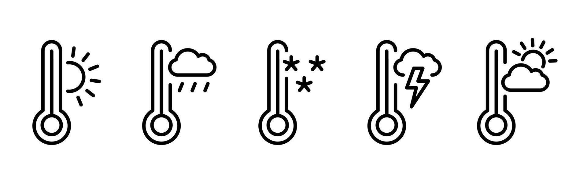 Thermometer icon. illustration showing varying temperature levels. Heat and cold measurement symbol. Weather and climate indicator pictogram for environmental and medical applications. vector