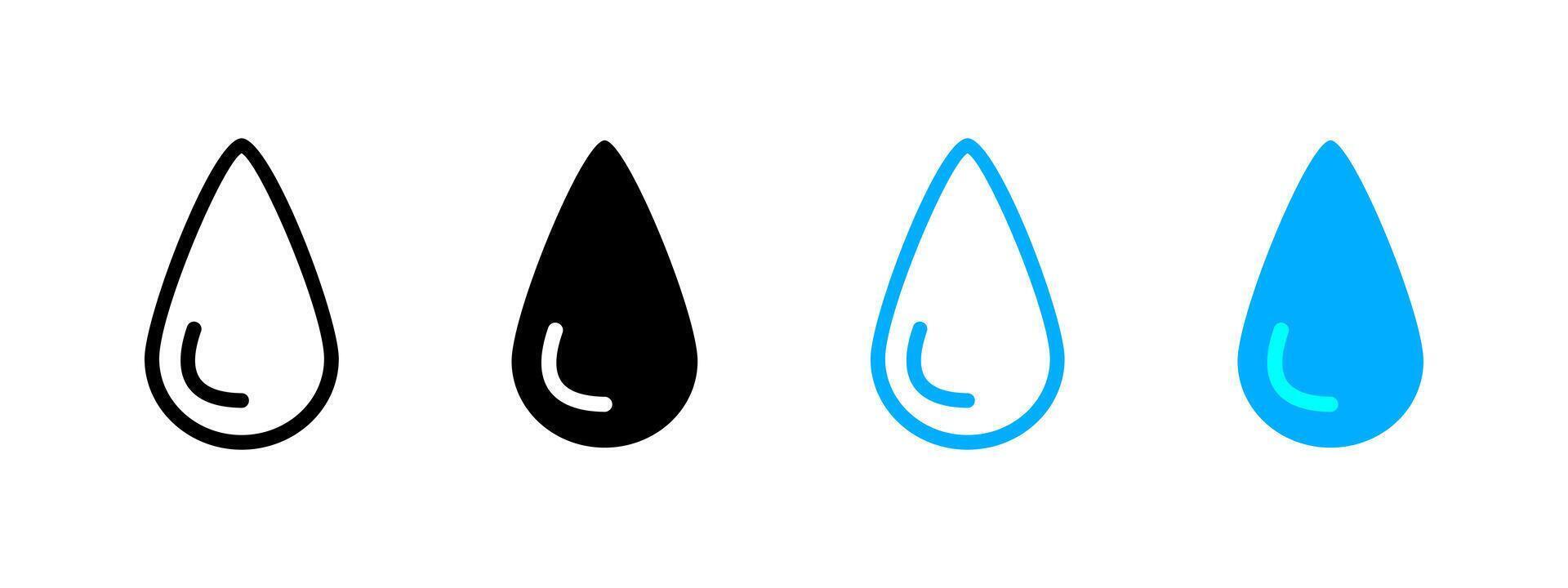 Water drop icon. Stylized blue droplet with reflective highlight illustration. Represents hydration, purity and natural liquid element symbol. Clean water and moisture sign. Fluid pictogram. vector