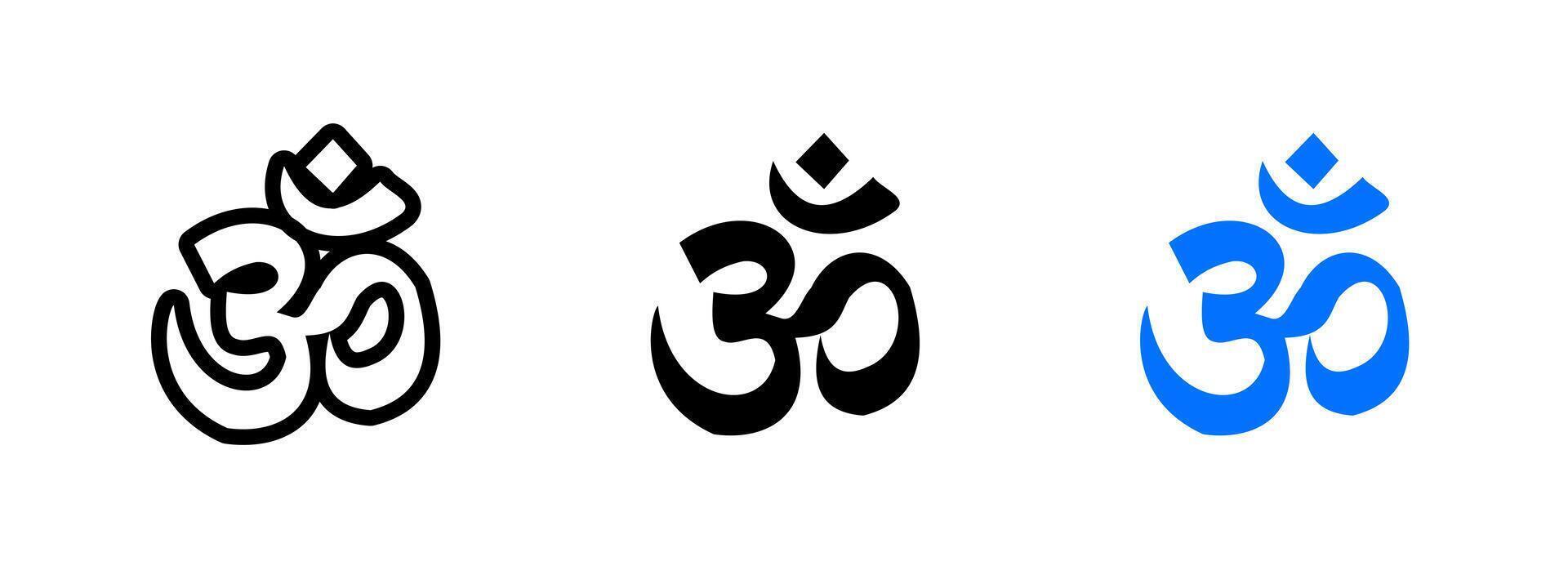 Om icon. Sacred Hindu symbol used in yoga and meditation illustration. Spiritual mantra representing peace and energy. Indian cultural and religious design sign. Mindfulness and zen pictogram. vector