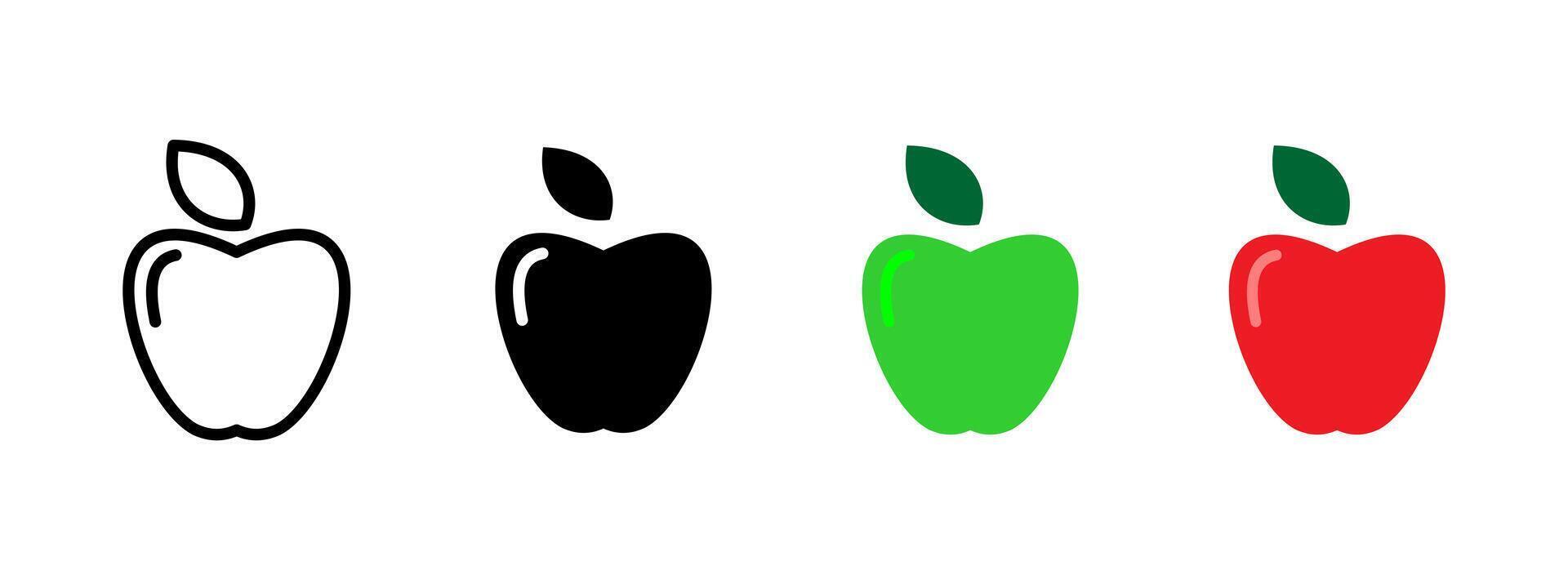 Apple icon. Whole fruit with leaf in minimal style illustration. Represents healthy food and nutrition symbol. Suitable for organic produce and diet concepts sign. Fruit pictogram. vector