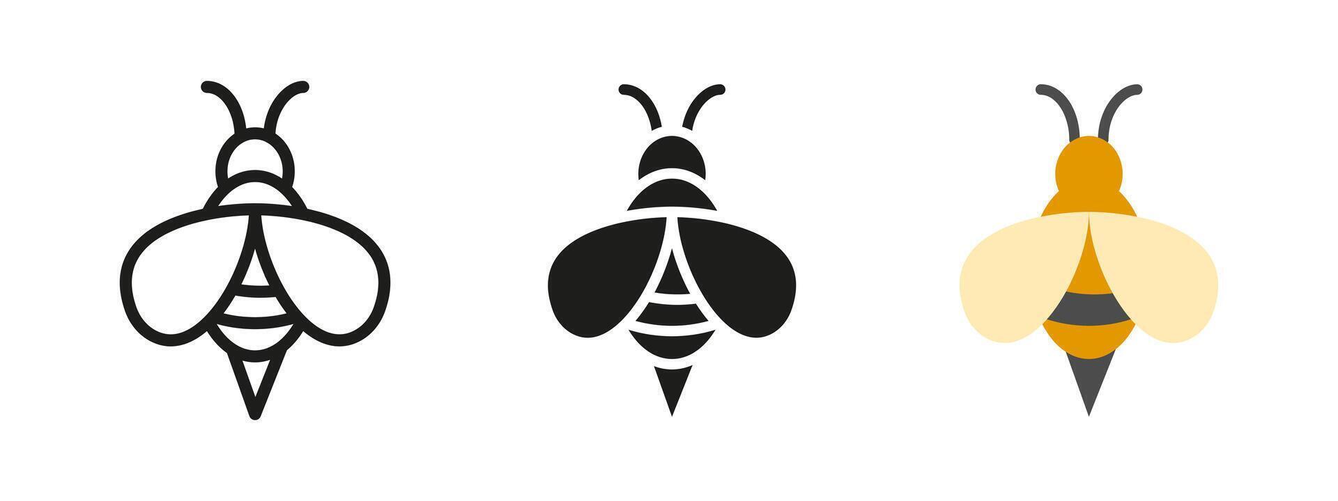 Bee icon. Flying insect with striped body and wings illustration. Honeybee symbol for pollination and wildlife representation. Nature, apiary and environmental pictogram. vector