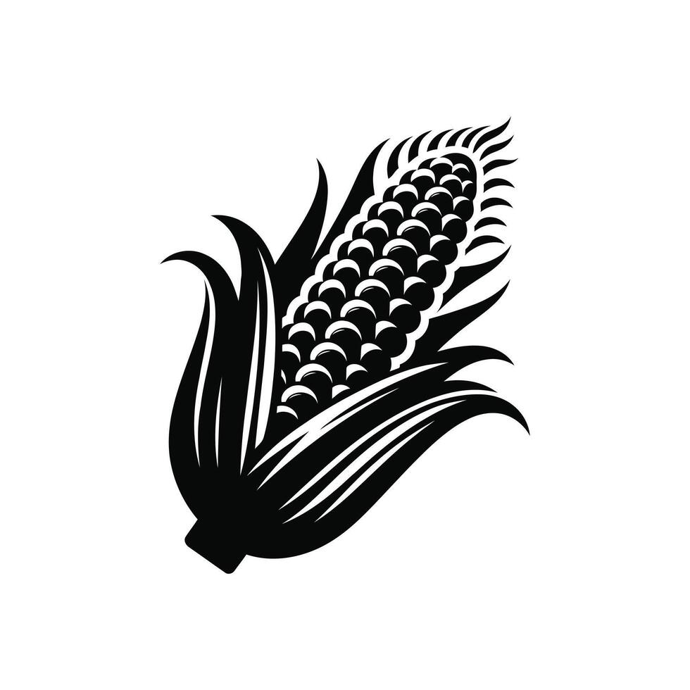 Corn Silhouette Symbol Icon and Logo Design Concept vector