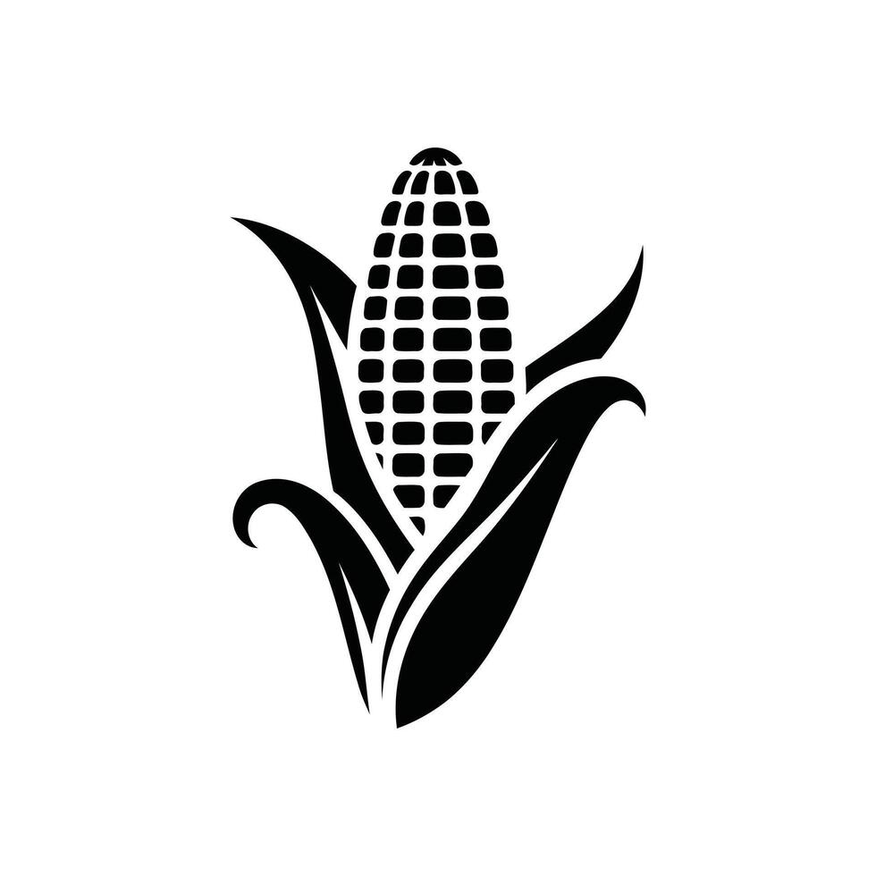 Corn Silhouette Icon Minimal Logo Style Design vector