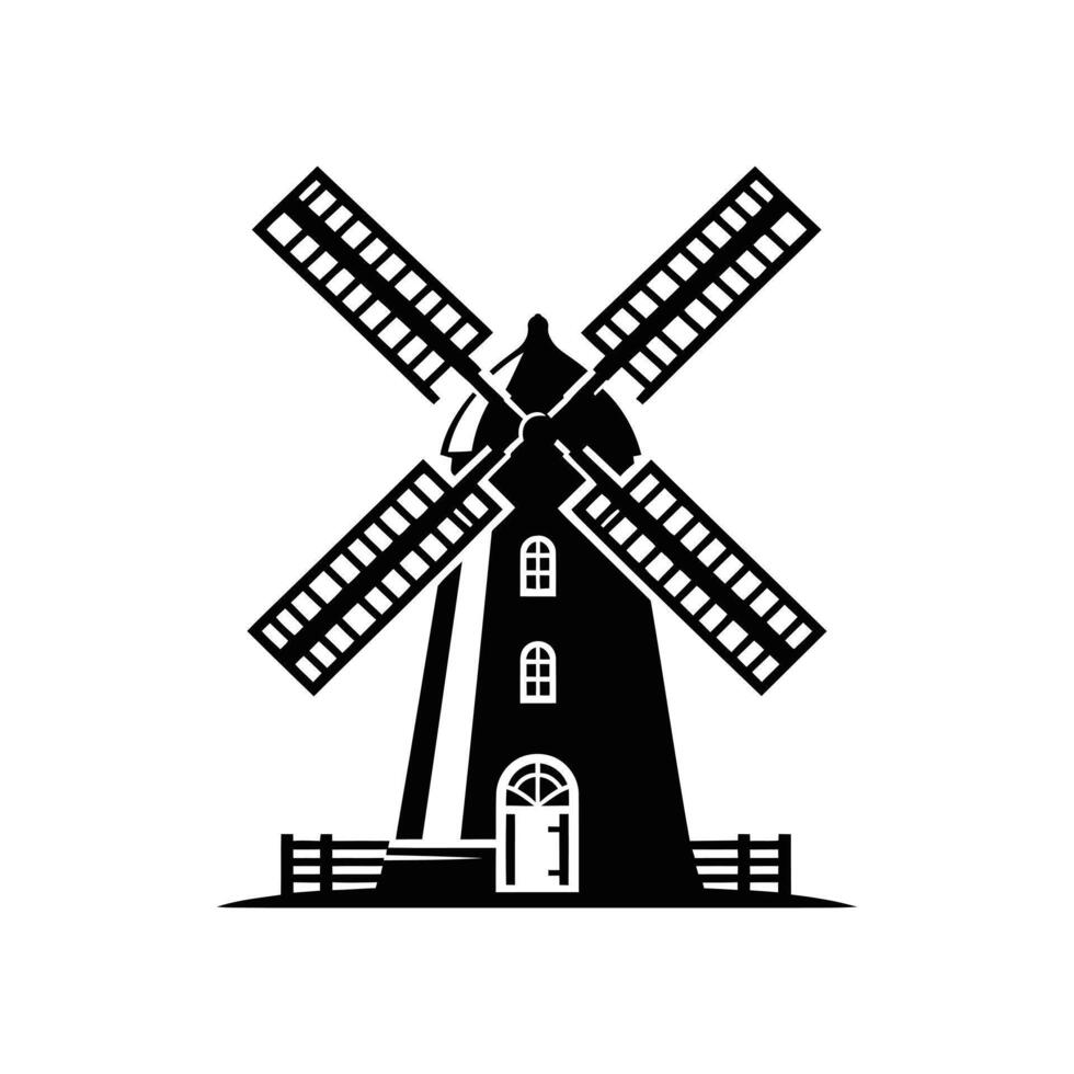 Windmill Silhouette Icon Perfect for a Unique Logo vector