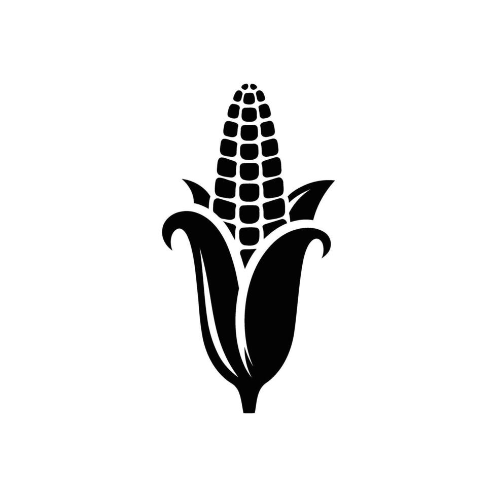 Silhouette Icon Logo of Natural Fresh Corn vector