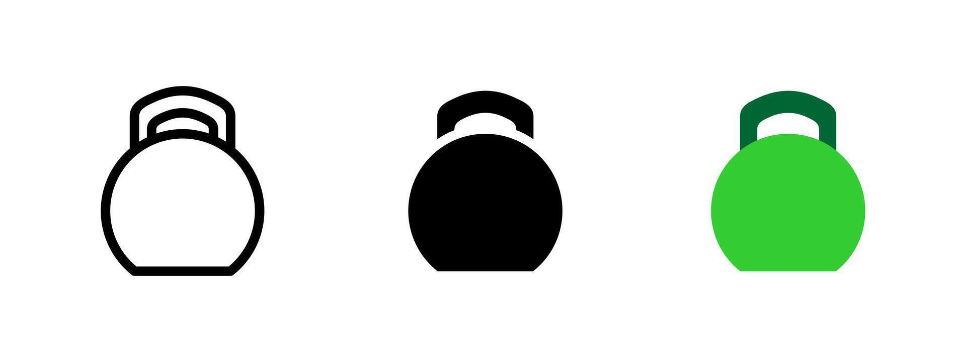 Kettlebell icon. Solid round weight with handle for lifting and training illustration. Symbol of strength and exercise in fitness routines. Gym equipment and sports sign. Power pictogram. vector