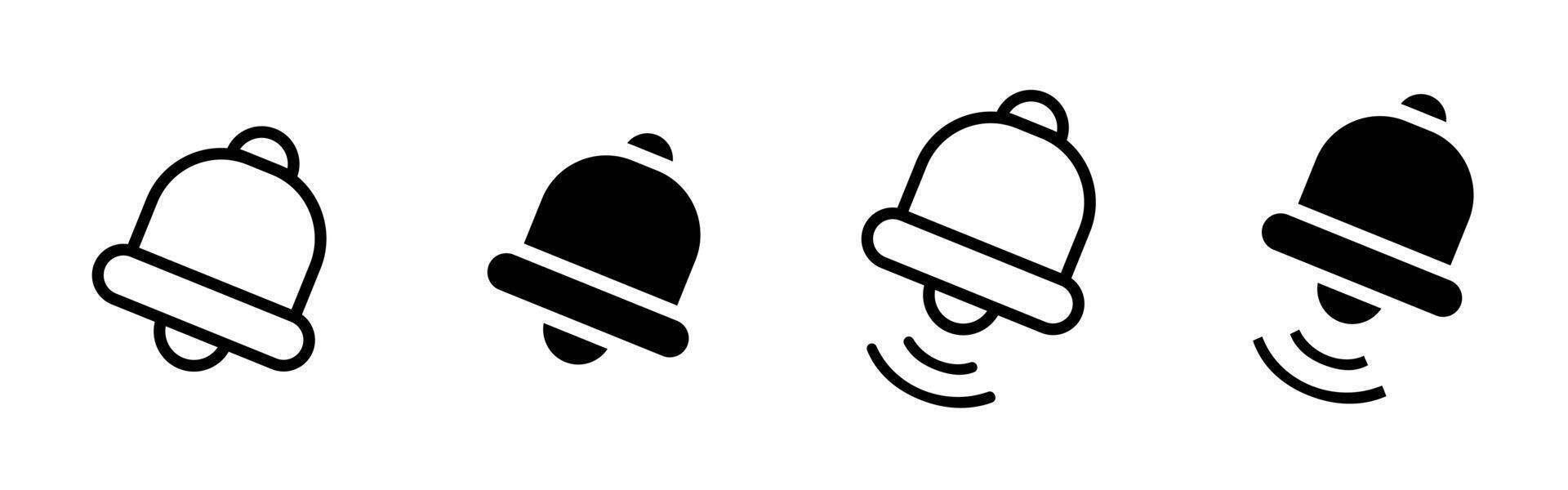 Notification bell icon. Alert and reminder illustration with ringing motion lines. Symbol for updates, alarms and attention signals in user interfaces and mobile applications. vector