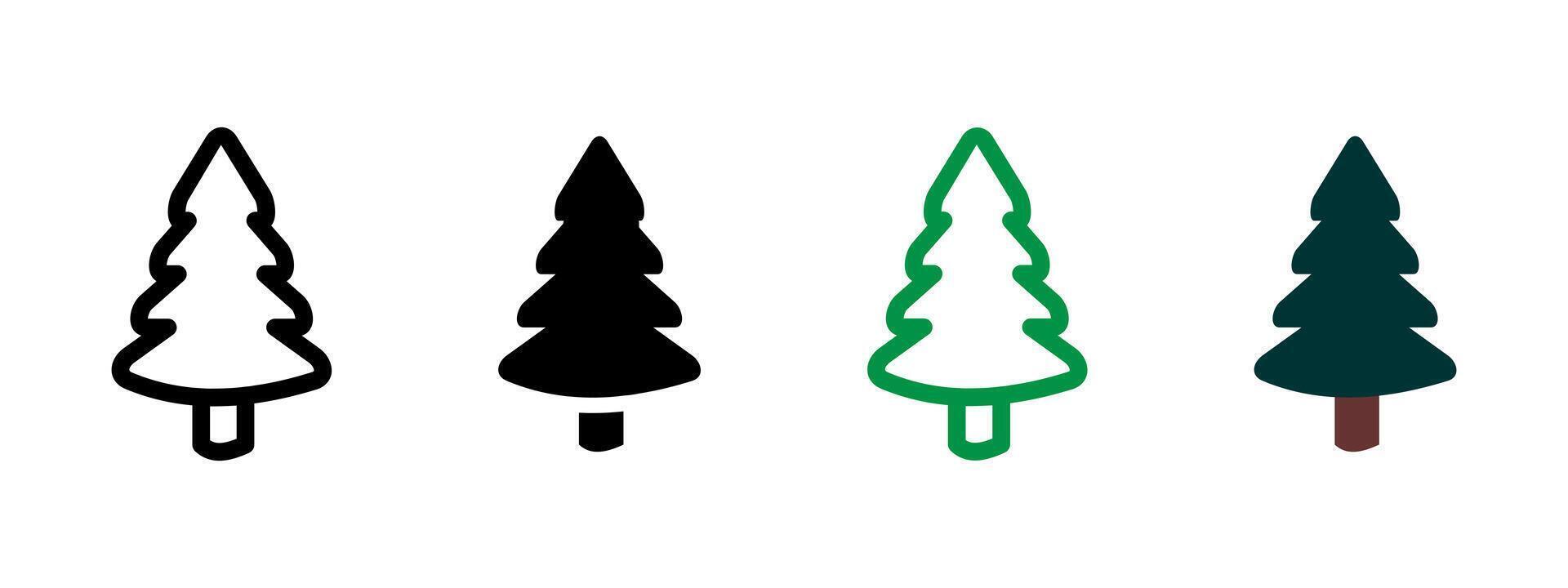 Tree icon. Stylized pine shape with layered branches illustration. Evergreen forest element and nature landscape symbol. Outdoor plant and seasonal environment sign. Silhouette pictogram. vector