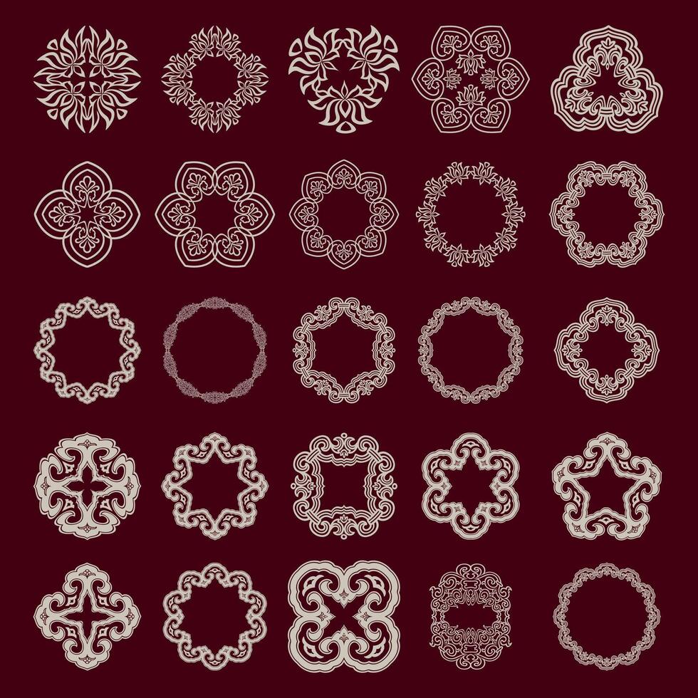 Chinese Traditional Ornamental Frames Circle Set vector