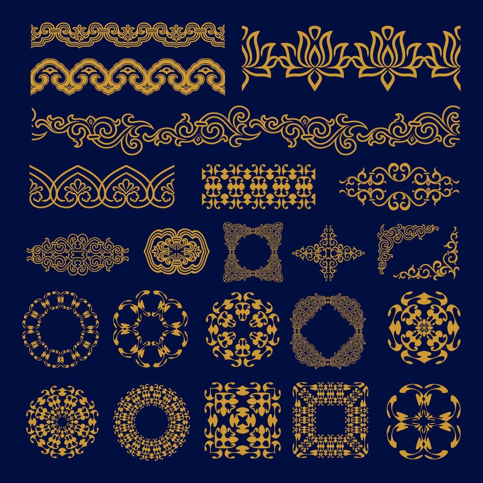 Chinese Decorative Border Frame Patterns Set vector