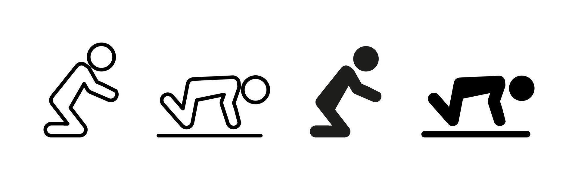 Praying person icon. Silhouette of a human bowing or kneeling in worship illustration. Religious and spiritual symbol. Prayer, humility, devotion and sacred ritual in various faith practices. vector