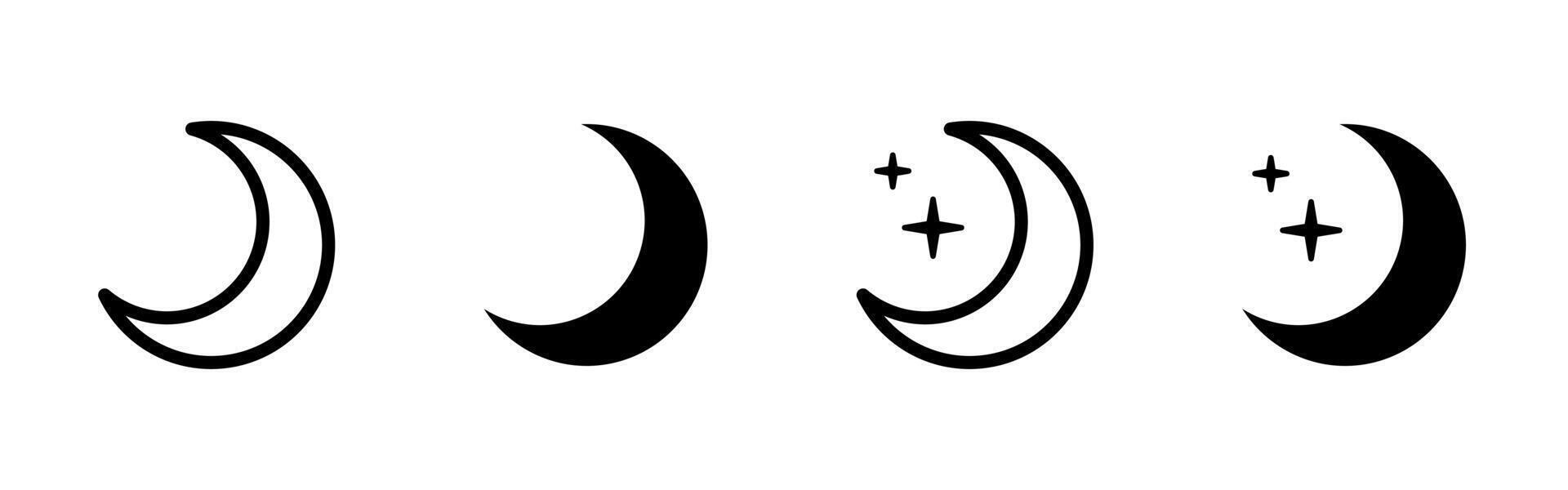 Moon icon. Crescent night sky illustration. Celestial astronomy symbol. Lunar phase and astrology pictogram for space and dream-themed designs. vector