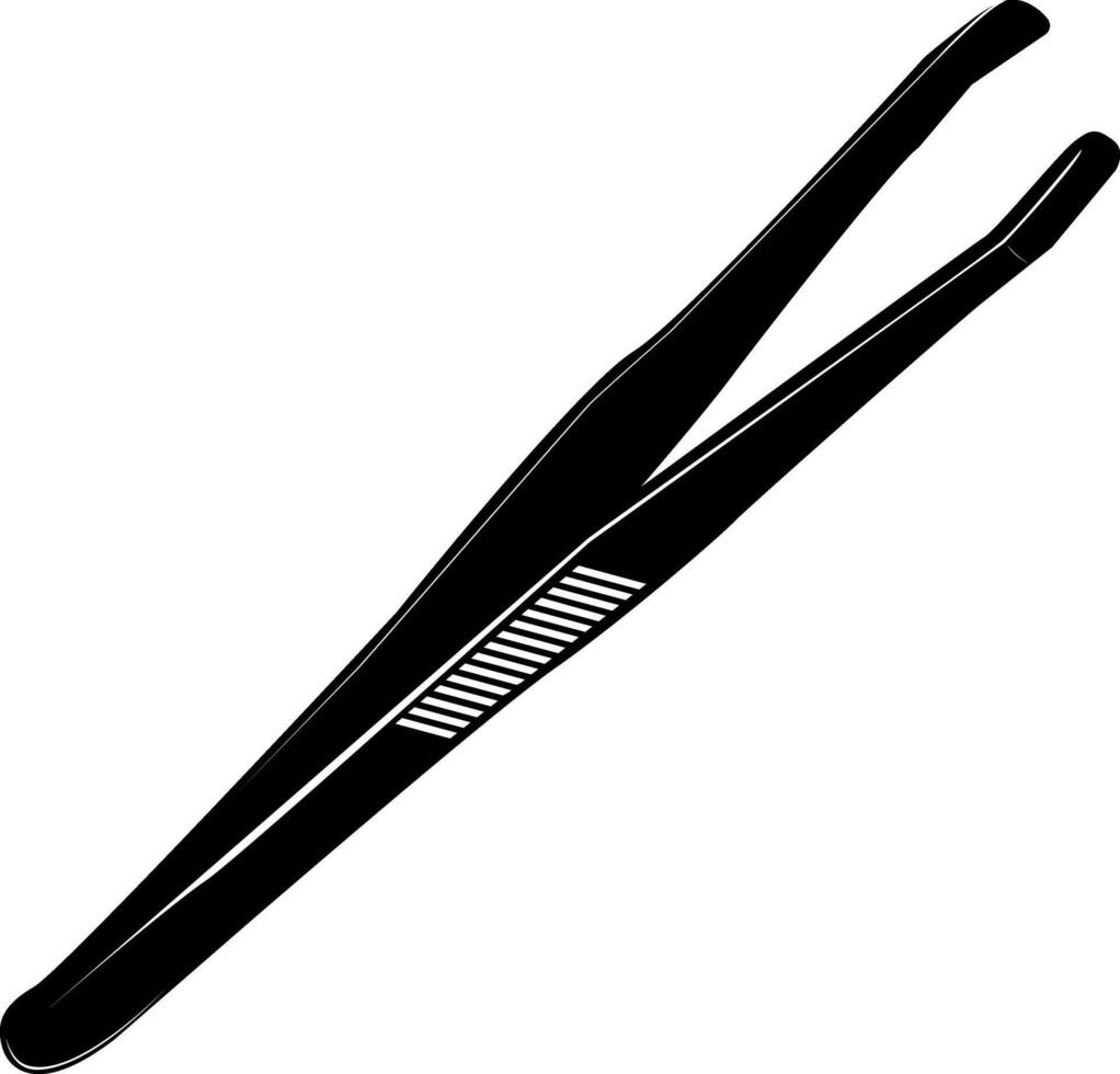 Tweezers a hand tool with two compressible ends. Precise grip and holding of small objects. Working with small parts and sensitive materials. Precision and accuracy of manual work. vector