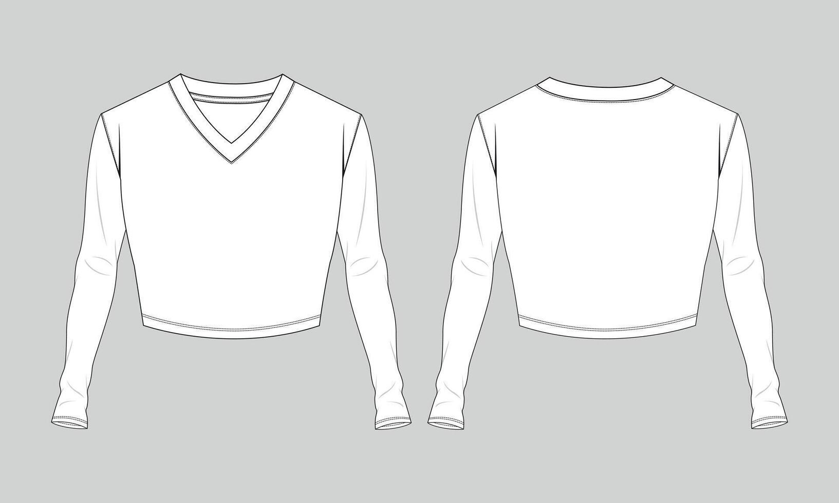 V neck t shirt tops blouse template for ladies vector