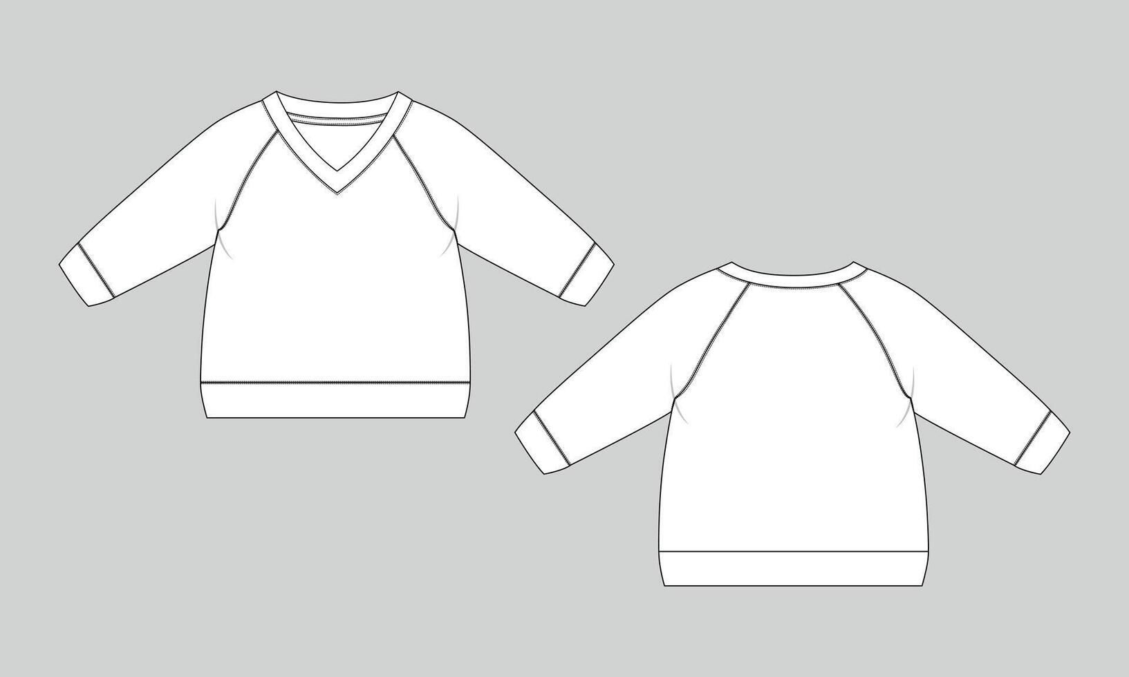 Sweatshirt technical drawing template front and back vector