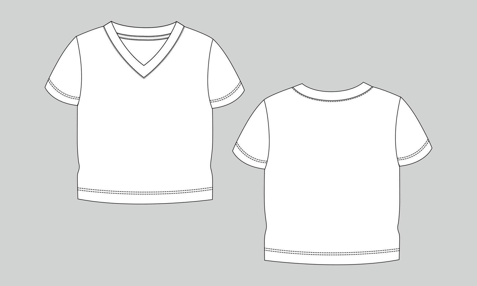 V neck t shirt template for kids vector