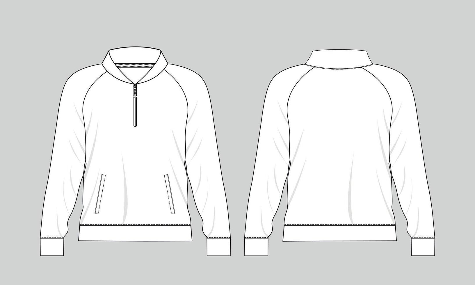 Jacket technical drawing fashion flat sketch template front and back vector