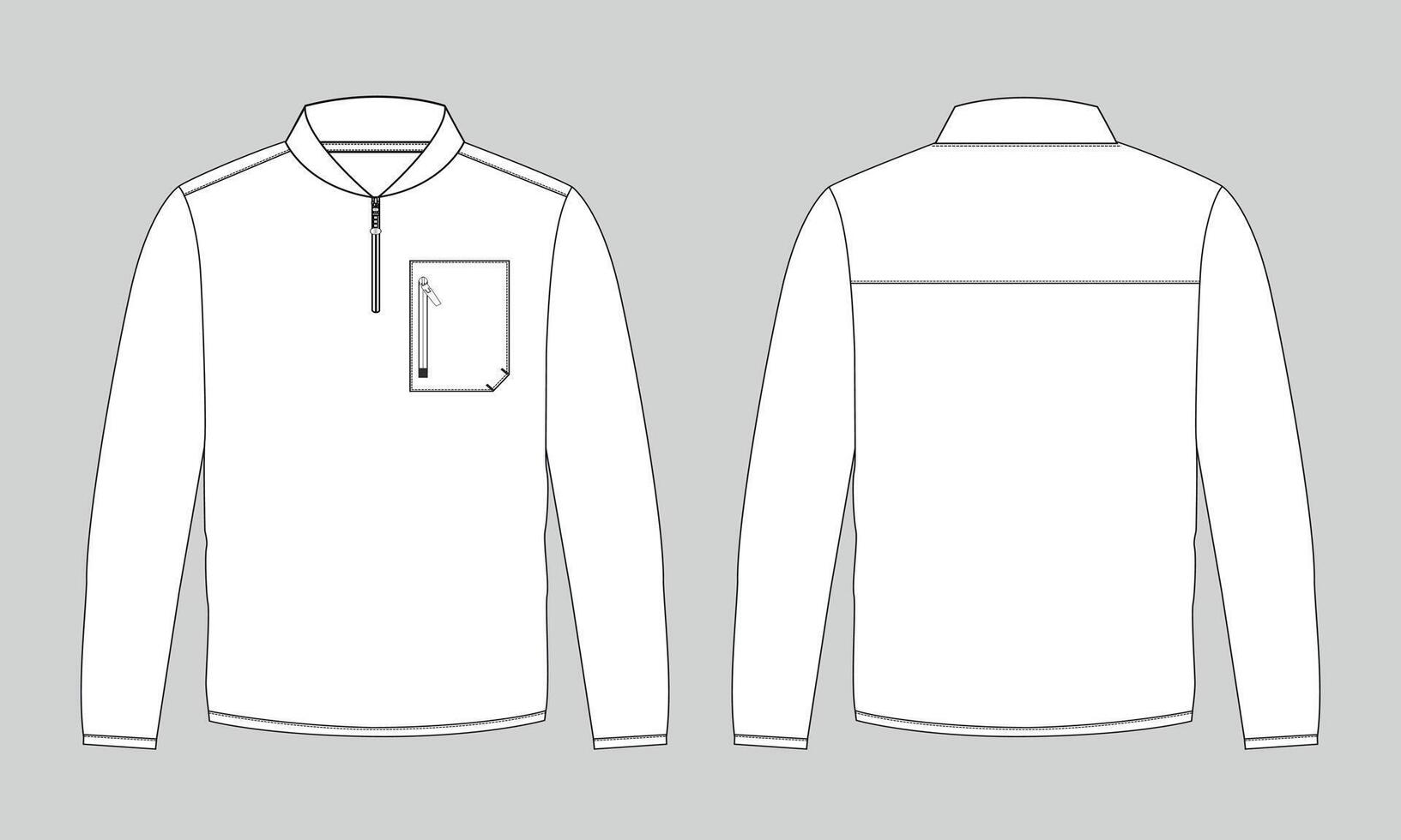 Jacket technical drawing fashion flat sketch template vector
